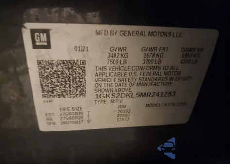 2021 GMC Yukon 4Wd Denali from USA, damaged, VIN 1GKS2DKL5MR241253